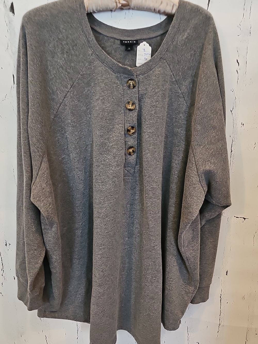 torrid Charcoal Grey Henley Button Pullover 78